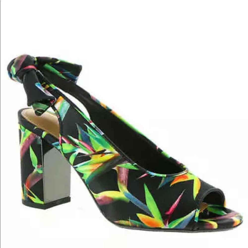 J.Renee slingback, peep toe, block heel Jungle Print 8M New without box